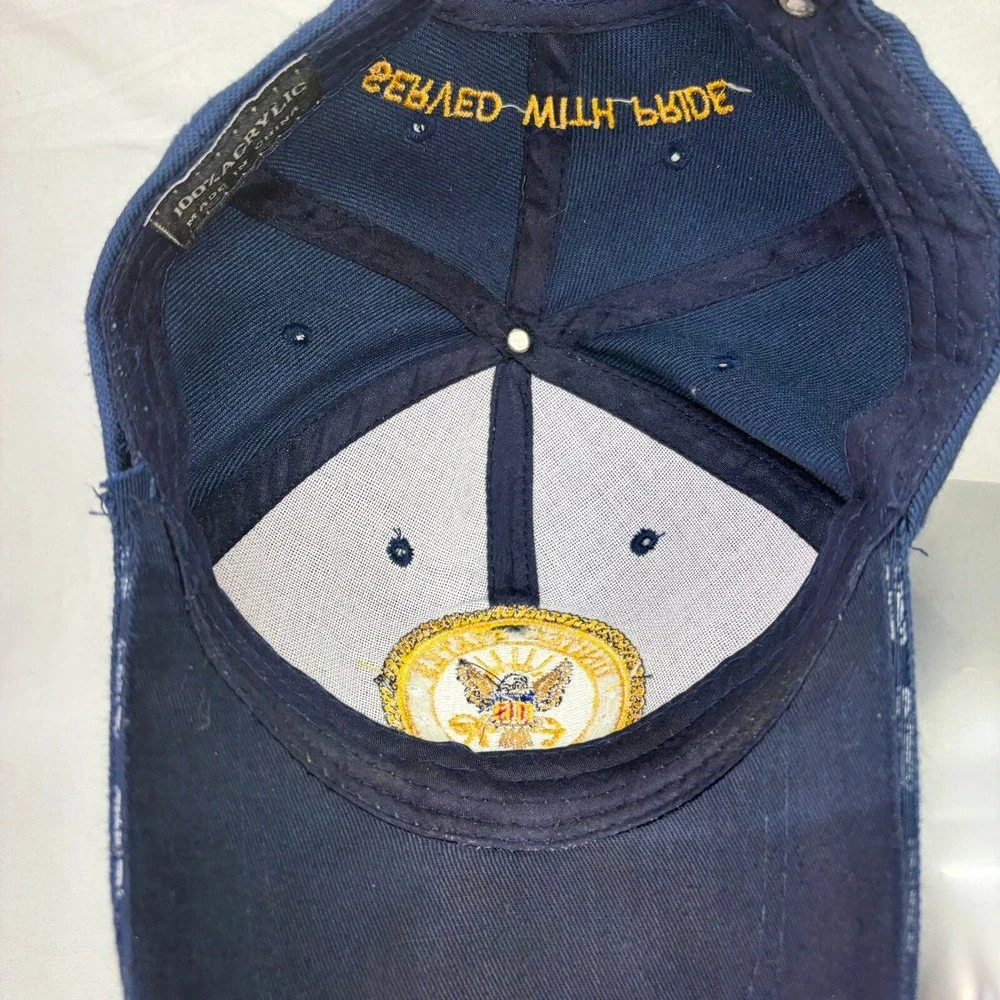 Unbranded US Navy Baseball Hat Men OSFA Blue Served With Pride Veteran Cap